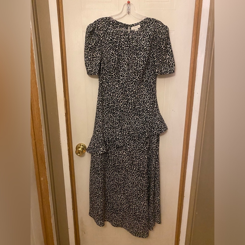 Topshop Black and White Animal Print Ruffled Dress 4